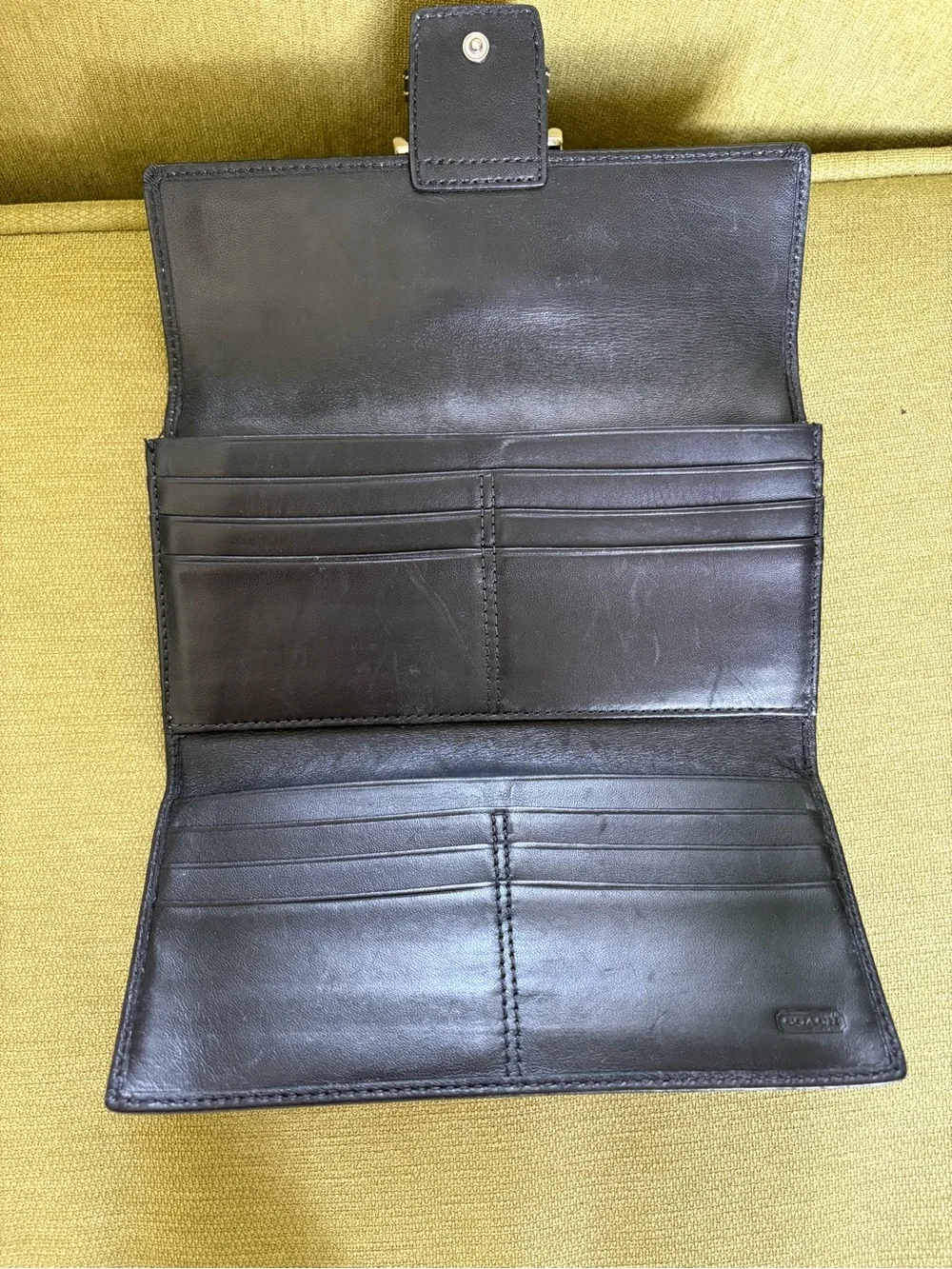 Coach Black Leather Wallet with Silver-Tone Buckle